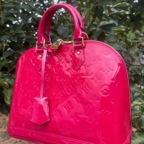 Louis Vuitton Pink Rose Indian Raspberry Leather Monogram Vernis Alma Bag New - Picture 9 of 17